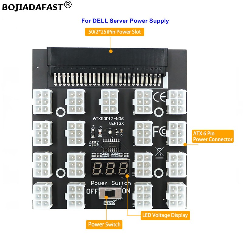 17 * PCI-E 6 Pinli Bağlantı No - 2400W Server Psu Breakout Board incelemesi ve fiyatı